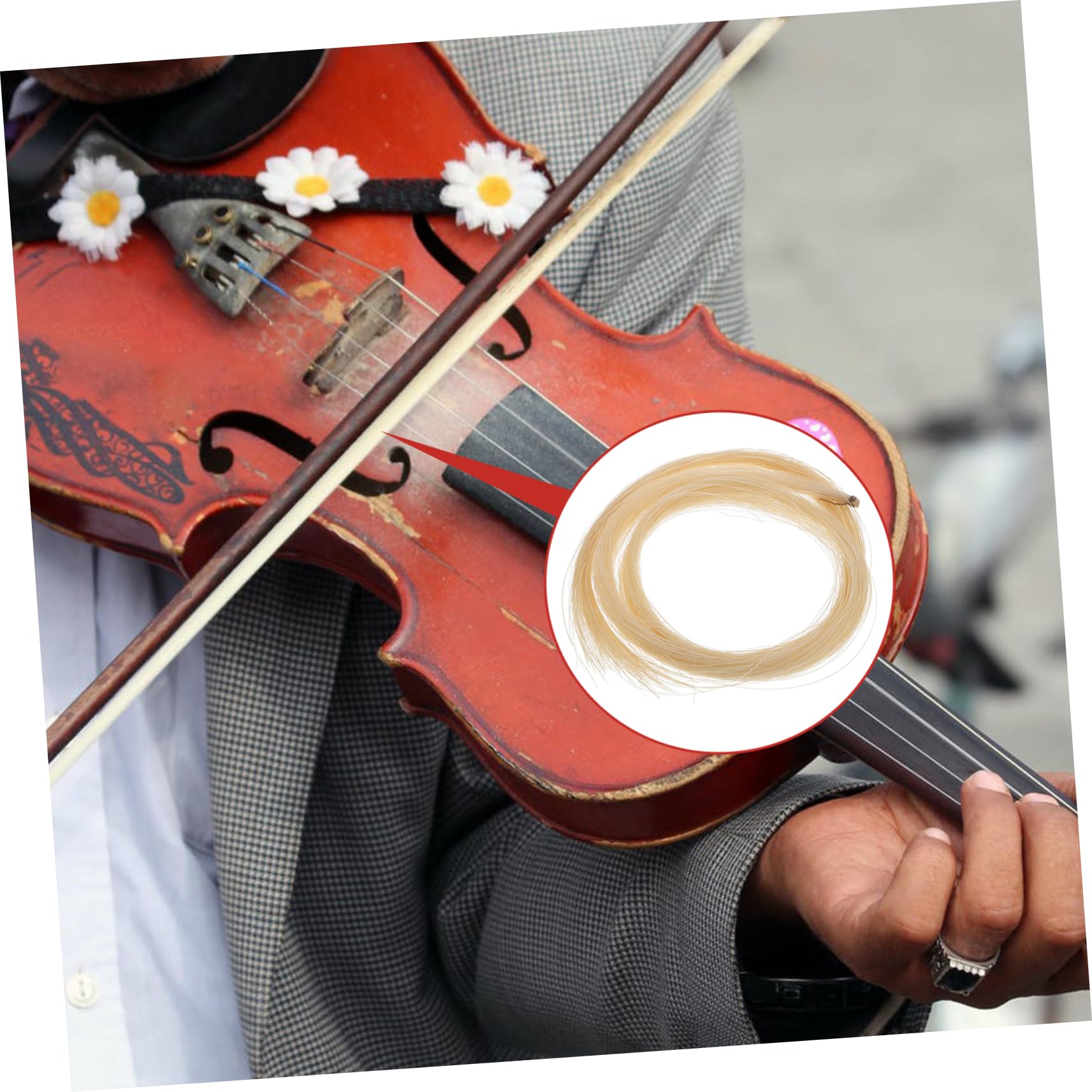 BESPORTBLE 2Pcs Durable Horse Tail Hair for Violin Bow Replacement for Student and Beginner Violinists Practical Violin Accessories for Repairing and Maintenance