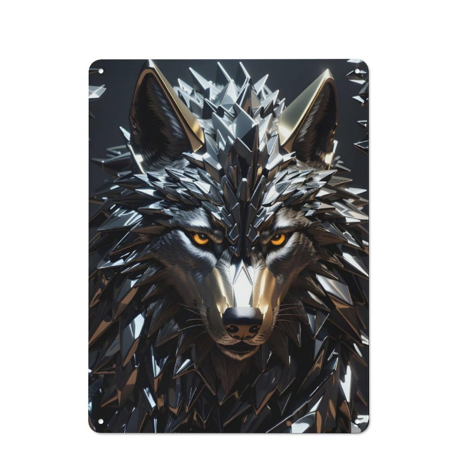 Junmoney Wolf Metallic Silver 40X30cm Vintage Metal Plaque With For Garage Or Workshop, A Christmas Gift For People Styling Garage And Workshop