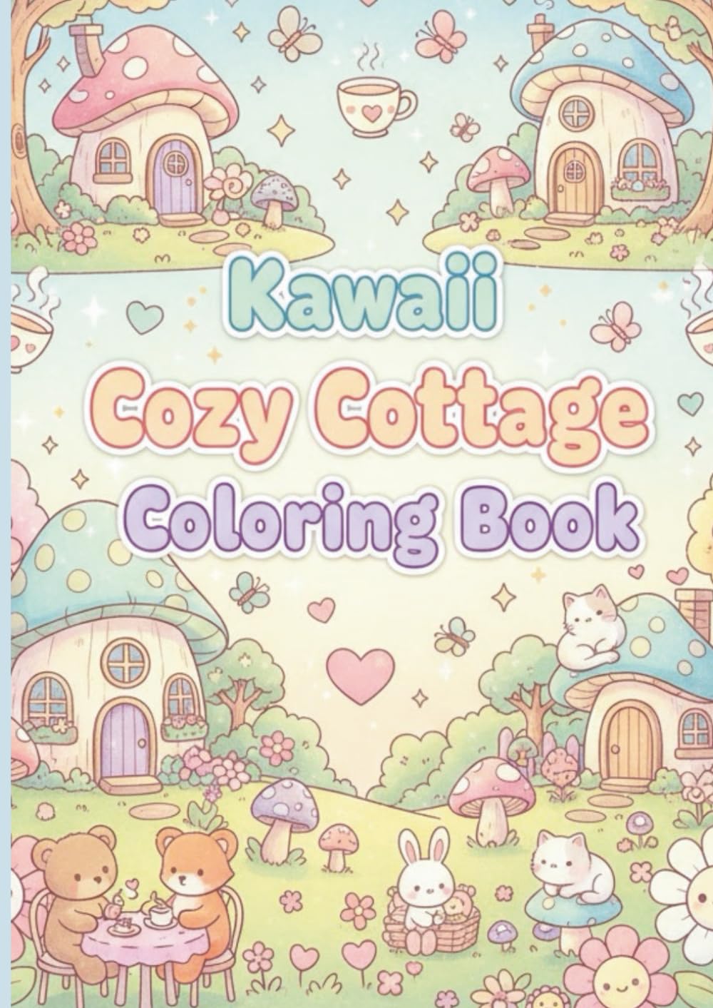 Kawaii Cozy Cottage Coloring Book: Adorable Cottagecore Scenes with Cute Animals, Tea Parties, and Whimsical Homes: A Relaxing and Delightful Coloring ... and Cozy Home Life for Kids and Adults