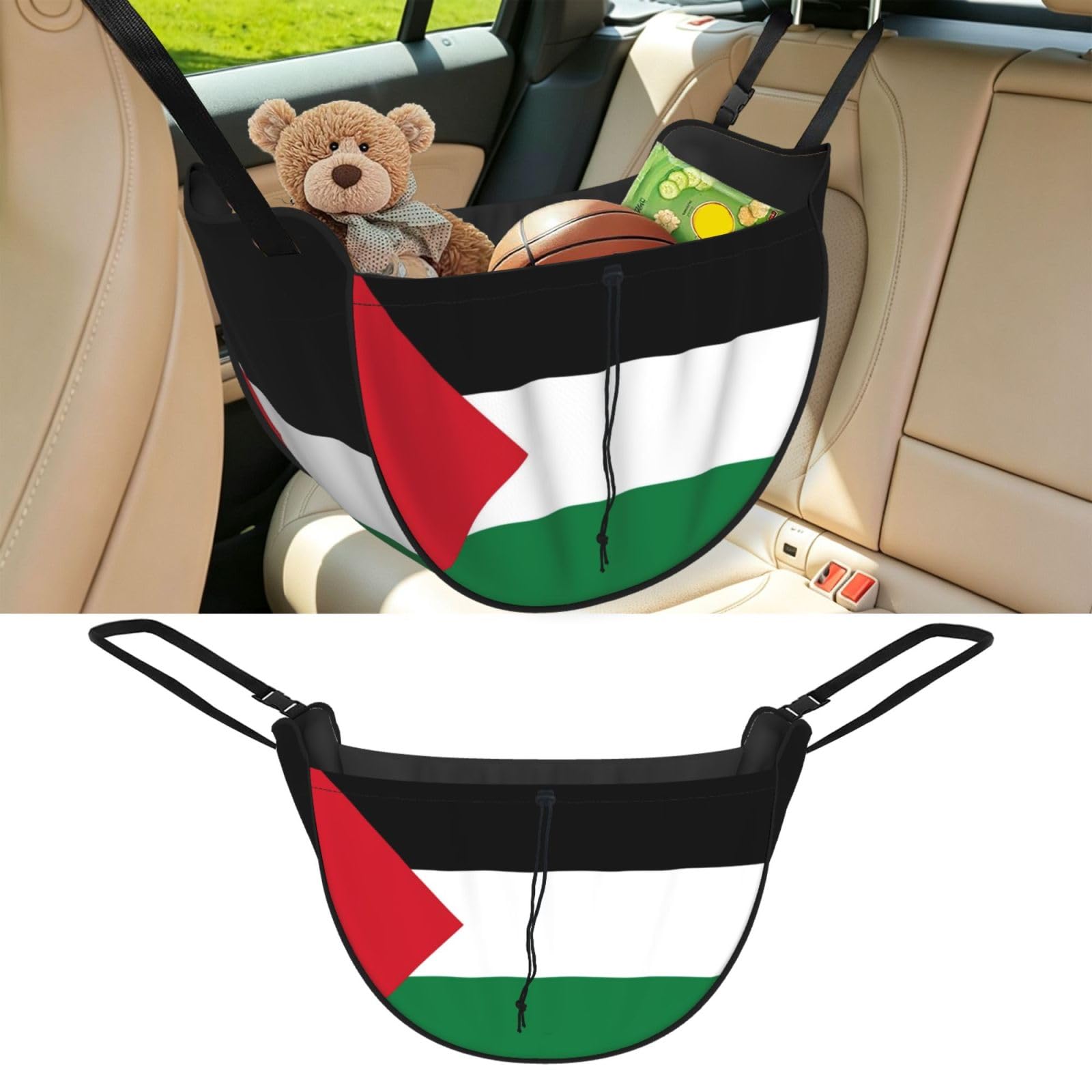 Cntdbu Black Flag Of Palestine Car Seat Organizer-Backseat Storage Bag For Travel