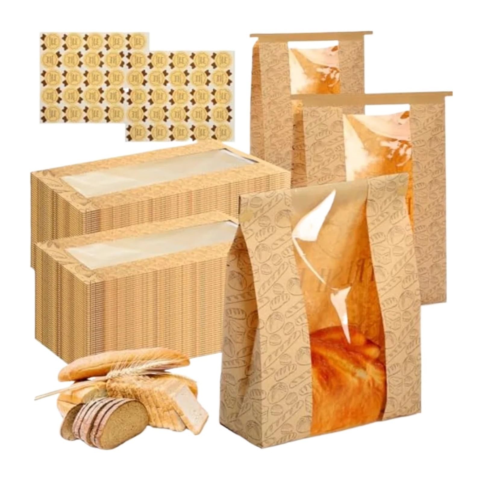 100Pcs Sourdough Bread Bags with Window,Bakery for Cookies & Snacks for Bread