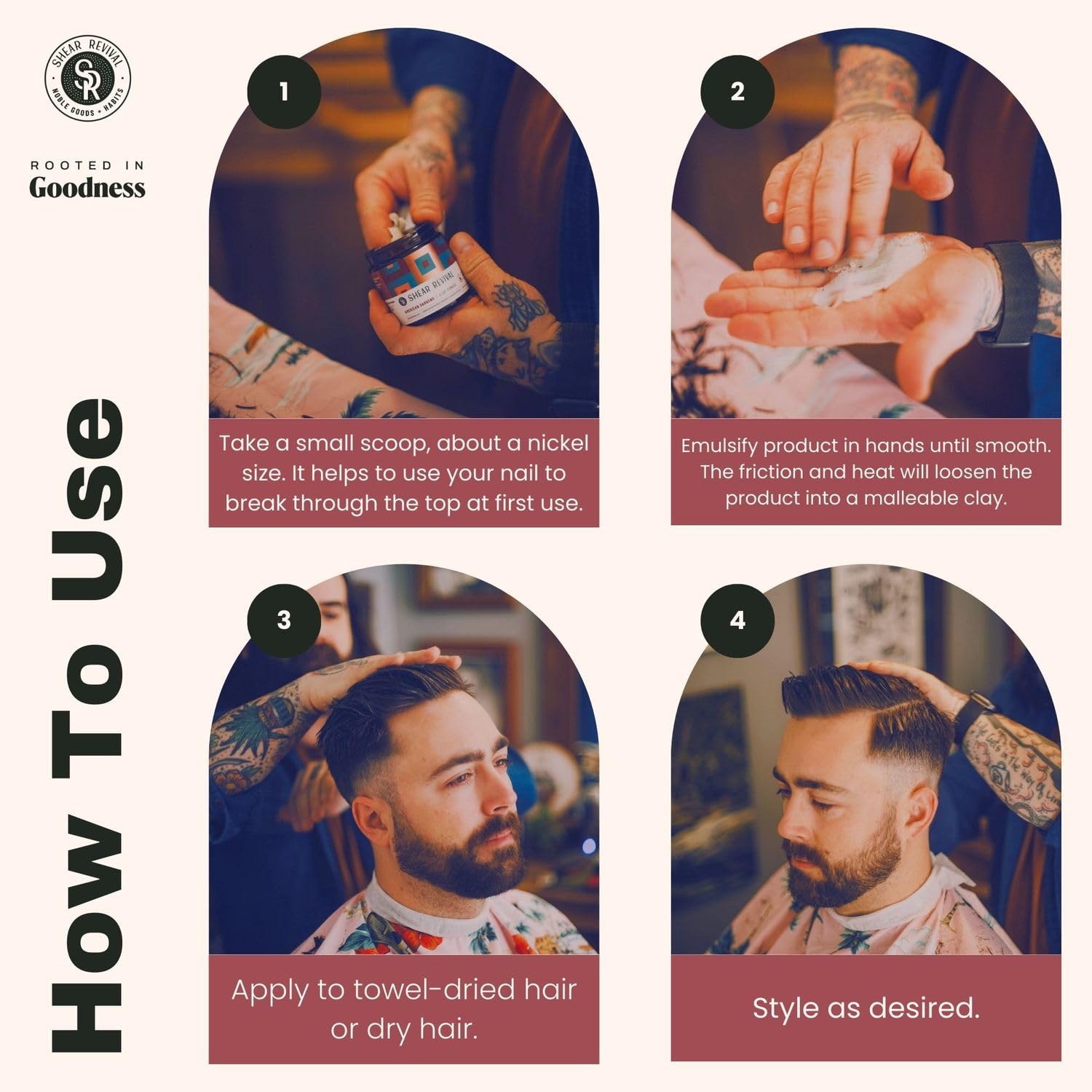 Shear Revival American Gardens - Argilla per capelli a fissazione forte, per uomo, finitura opaca, vegana, a base vegetale, fatto a mano con aloe e burro di karité