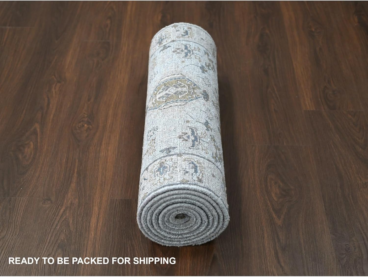 Gray Soft Wool Hand Knotted Karjihooz Design with Geometric Medallions Design Runner Rug (2'7"x10')