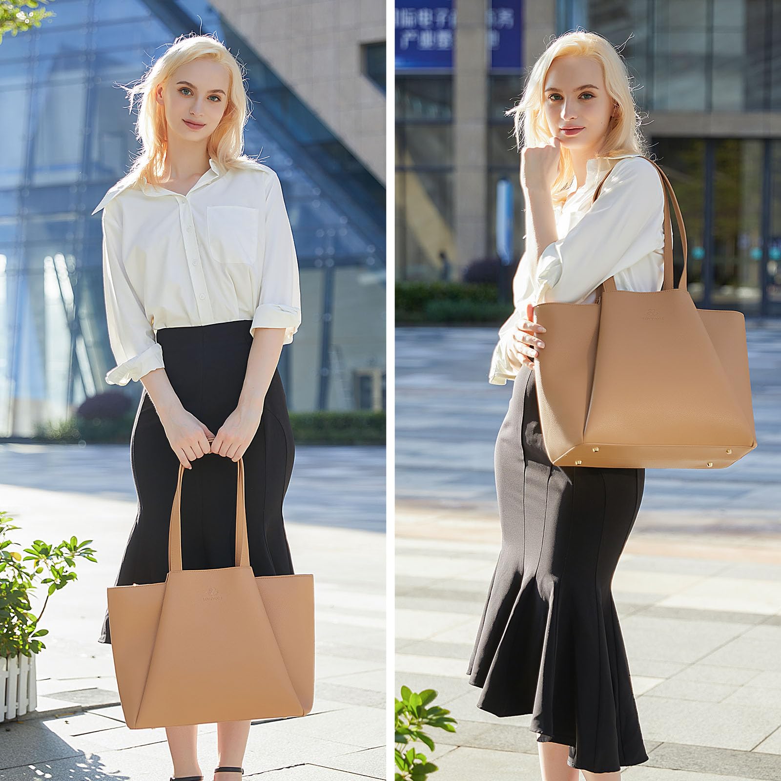 LOVEVOOK Sac a Main Femme 15,6" -Sac Cabas Ordinateur Portable Sac à Main pour Les Cours Lycée, Grand Tote Bag de Travail pour Lycée, Université, Business et Voyages