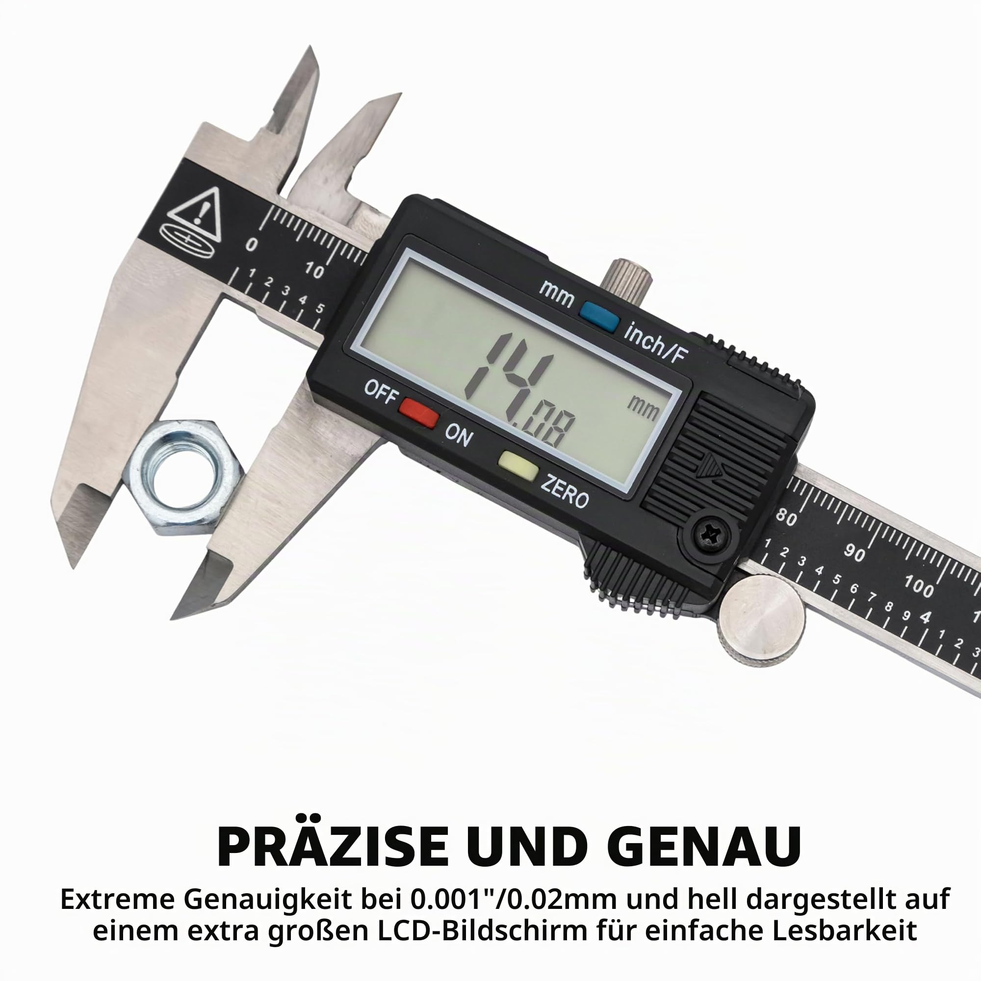 Neiko® 01407 A ELECTRONIC DIGITAL Messschieber mit extra großen LCD-Bildschirm | 0–15,2 cm | Zoll/Brüche/Millimeter Umwandlung, 01407A