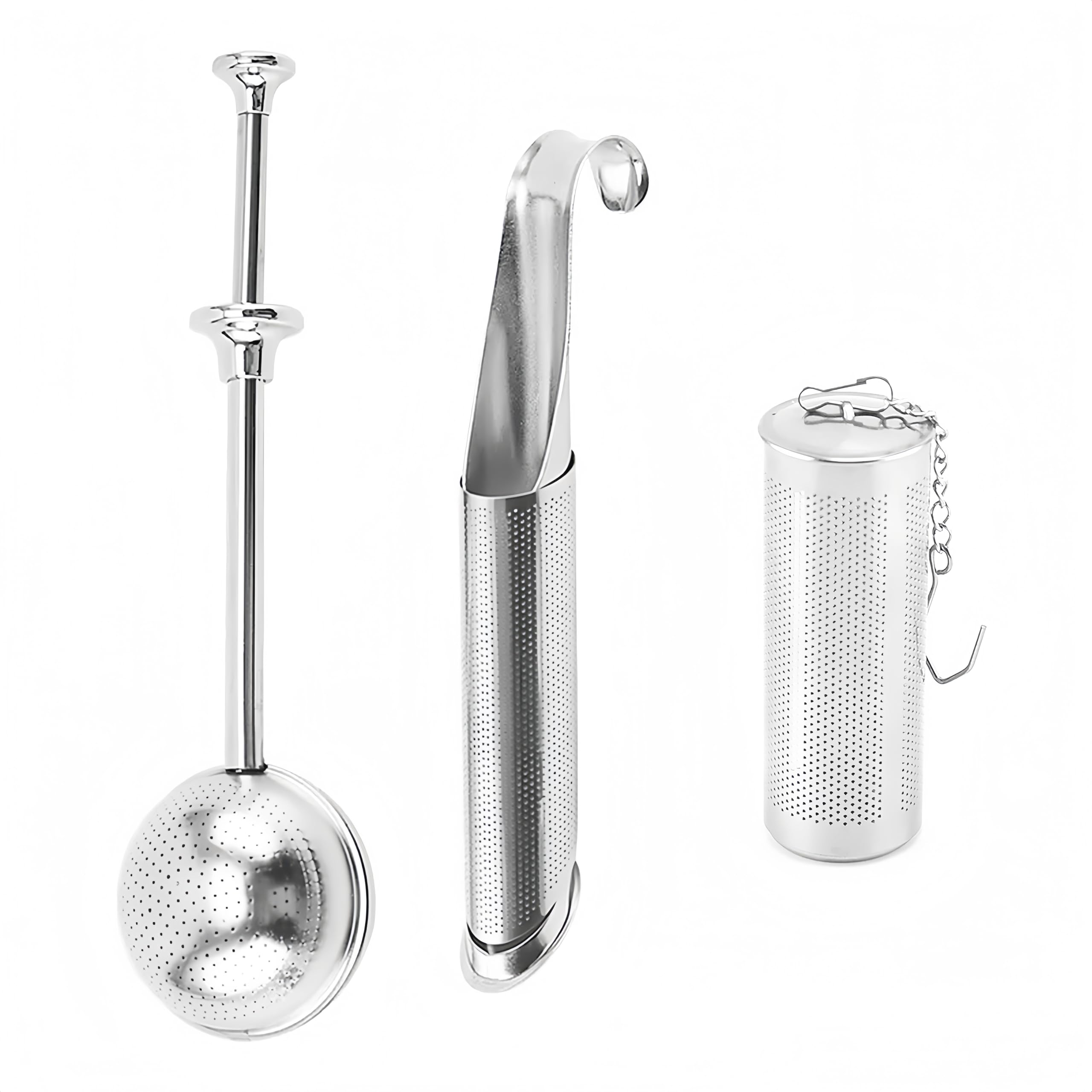 Survart Stainless Steel Tea Infusers for Loose Leaf Tea Steeper Ball Set of 3 Loose Tea Strainer Fine Mesh Tea Diffusers Flour Duster for Baking One-Handed Operation Dust Flour Sifter Matcha Sifter