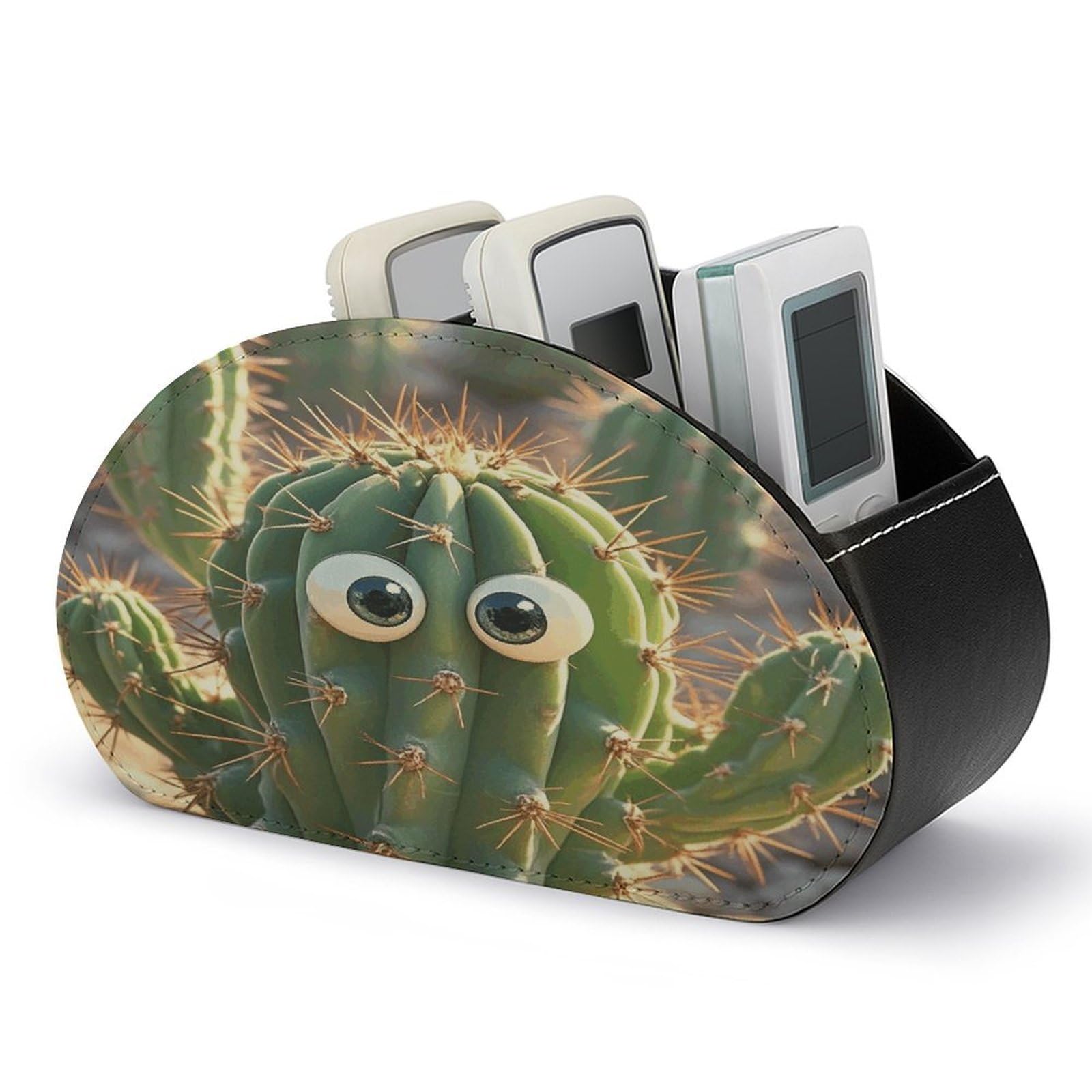 Btcowzrv Style Cute Cactus Remote Control Holder With 5 Compartments