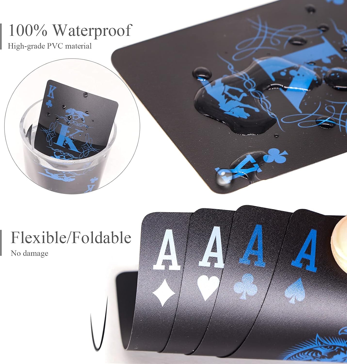 ACELION Waterproof Plastic Playing Cards, Deck of Cards, Gift Poker