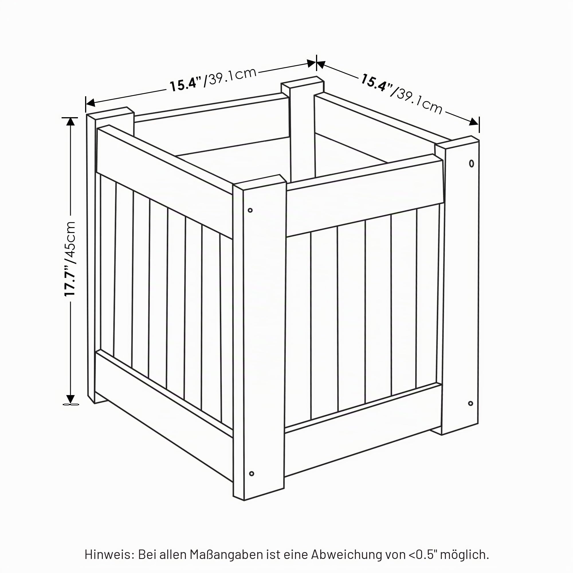 Furinno Tioman Blumenkasten in Teaköl (2er Set), braun, 39,12 x 39,12 x 44,96 cm