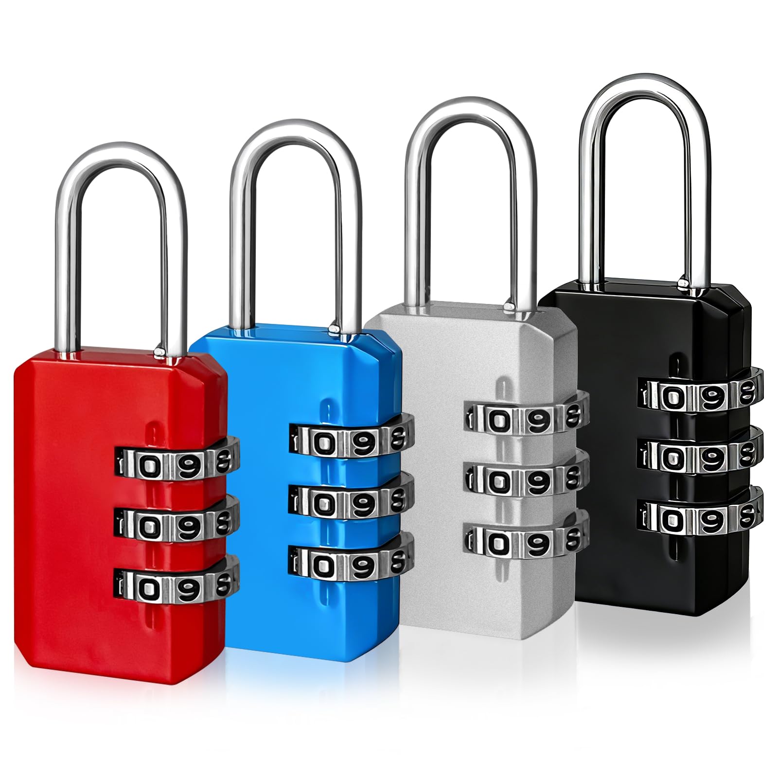 4 Pack Combination Padlock,Small Shed Locks,3-Digit Padlocks with Code