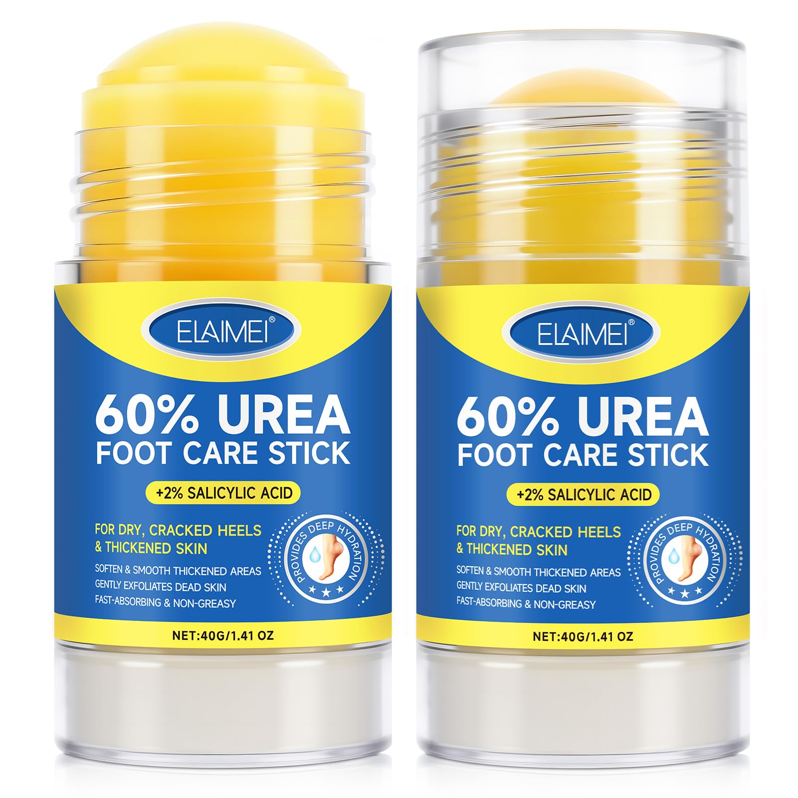 Urea Cream 60 Percent for Feet,Harnstoffcreme 60 Prozent für Füße, 60% Harnstoff-Fußpflege-Stickcreme plus 2% Salicylsäure, tiefenwirksame Feuchtigkeitscreme für rissige Fersen (2Urea, 80g)