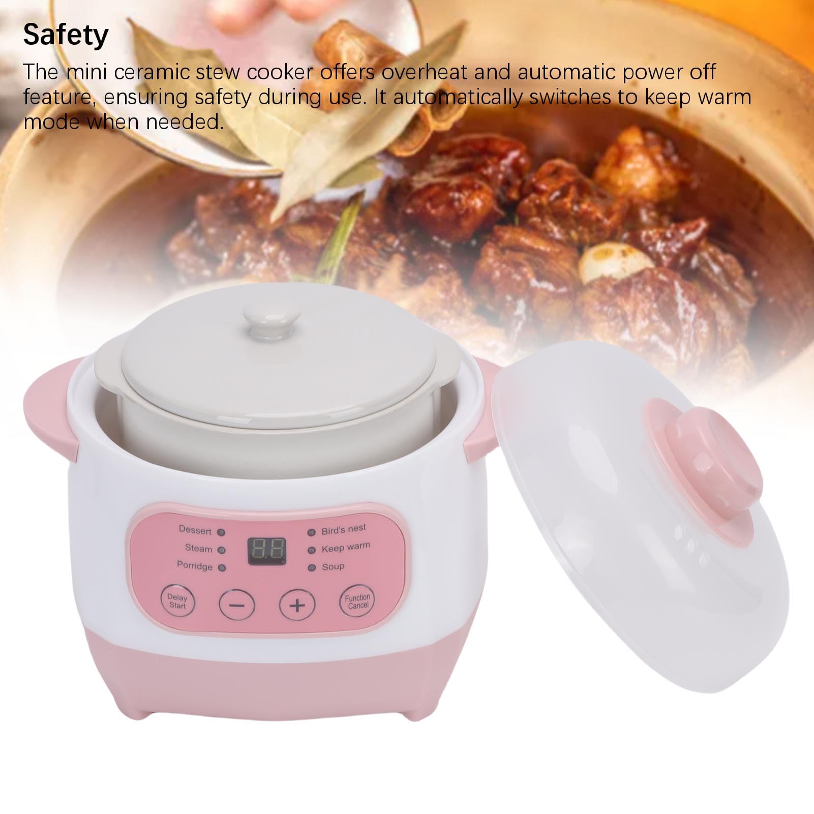 Ceramiczny Garnek Elektryczny 1L, Ochrona Przed Przypaleniem,