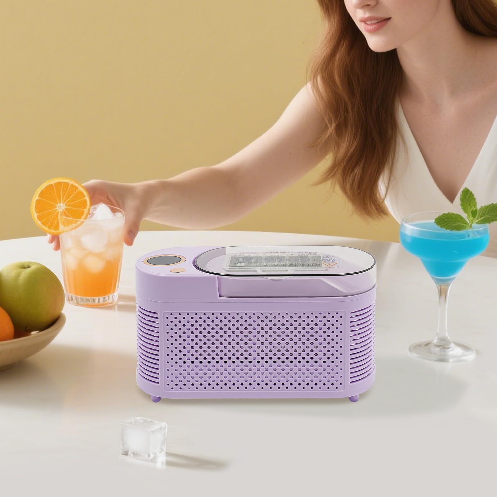 Mini fabbricatore di ghiaccio, portatile da 12 V, 8 cubi in 10-15 minuti, macchina per ghiaccio compatta per casa, ufficio, campeggio