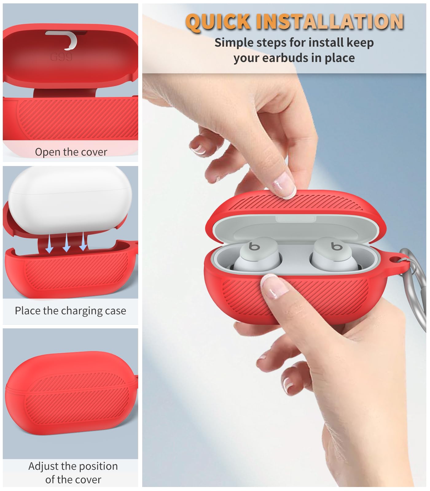 Funda para Beats Solo Buds (2024) con kit de limpiador, funda protectora de silicona suave a prueba de golpes compatible con Beats Solo Buds, funda de carga inalámbrica para auriculares con