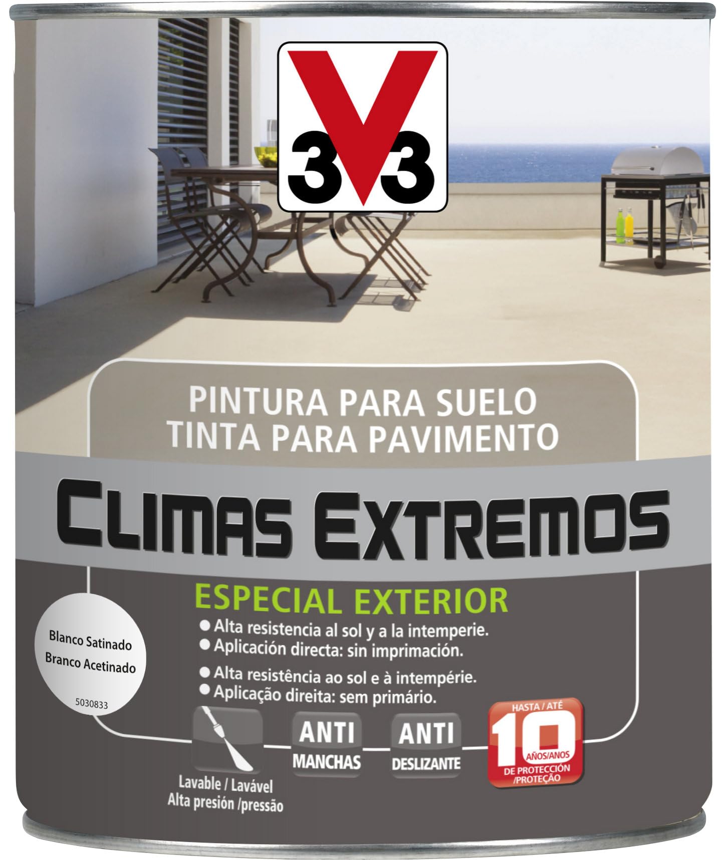 V33 PINTURA SUELOS CLIMAS EXTREMOS SATINADO BLANCO 0,5L