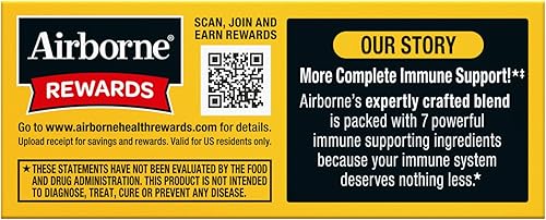 Miniatura 16 de Airborne 1000 mg de vitamina C con vitamina D y zinc, suplemento multivitamínico sin azúcar, antioxidantes, vitaminas A, C y vitamina E, 10 tabletas