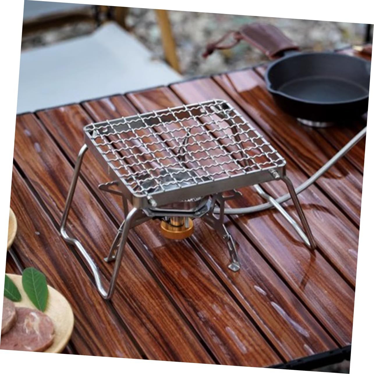 Portable Stainless Steel Folding Bbq Grill Grate Compact Campfire Grill for Outdoor Cooking Camping Picnics and Traveling