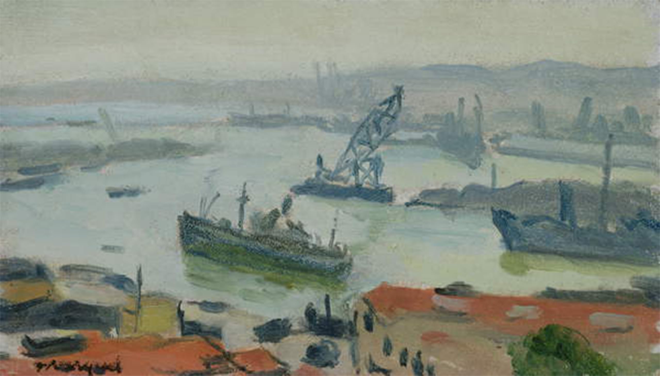 POSTERIIk Vintage Print Pop Art Landscape Artwork the Port of Algiers No Date Oil on by Albert Marquet Art Prints for Office Home Decor 60x90cm