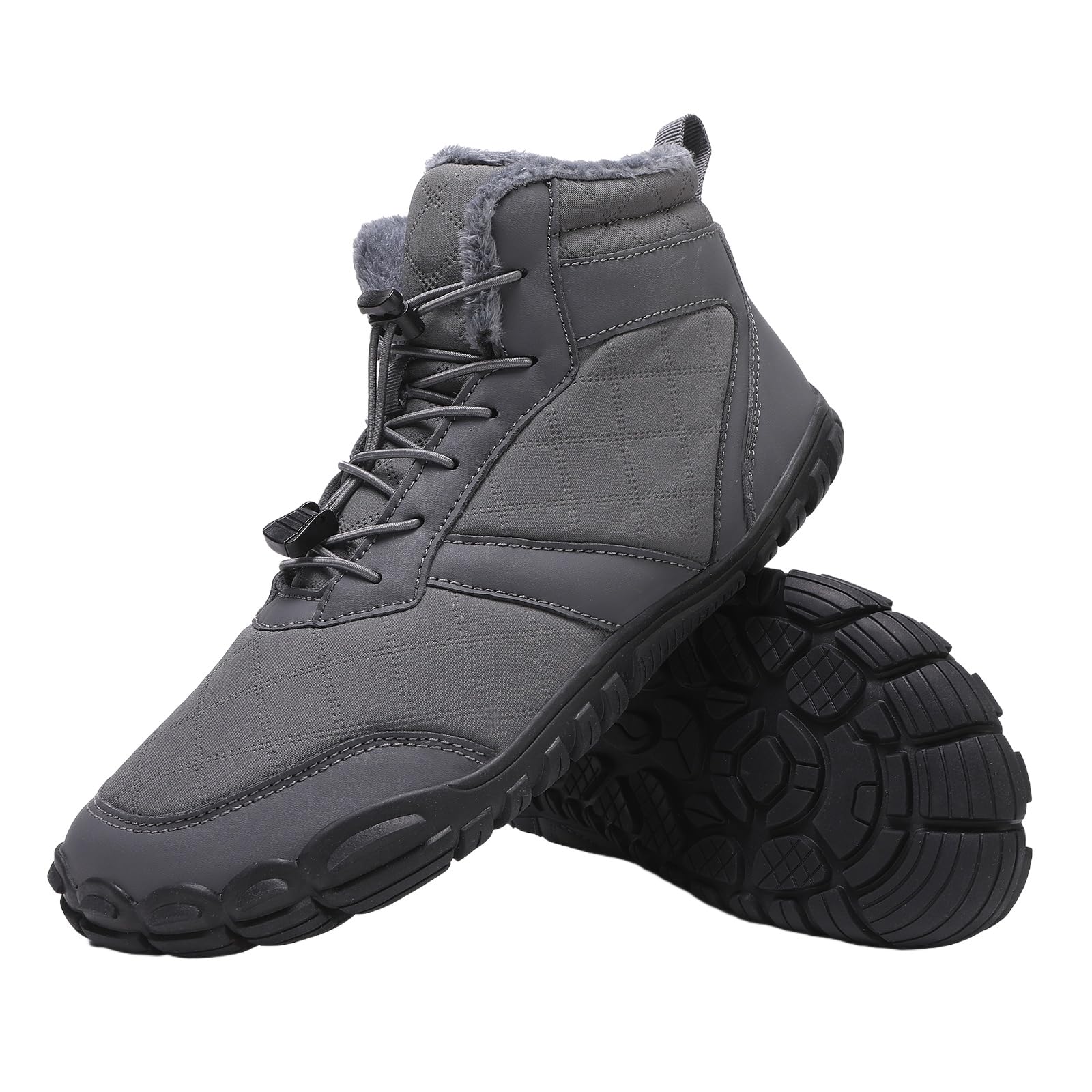 Winter Barefoot Boots Women Men Hiking Shoes Waterproof Warm Fur Lined Zero Drop Boots Non-Slip Wide Toe Box