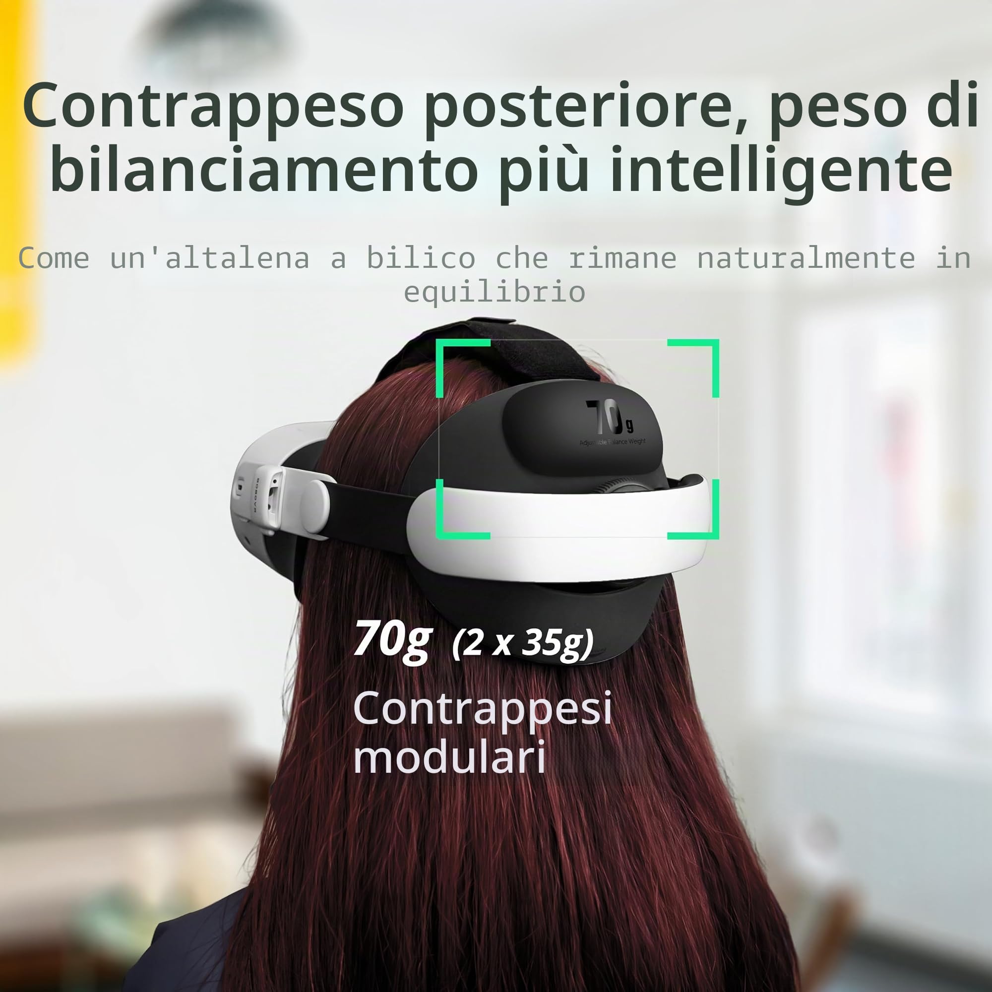 BOBOVR E3 Cinturino per Testa,Compatibile con Quest 3/Quest 3S Accessori,Sistema di Bilanciamento Posteriore, Blocco di Peso Regolabile da 70g