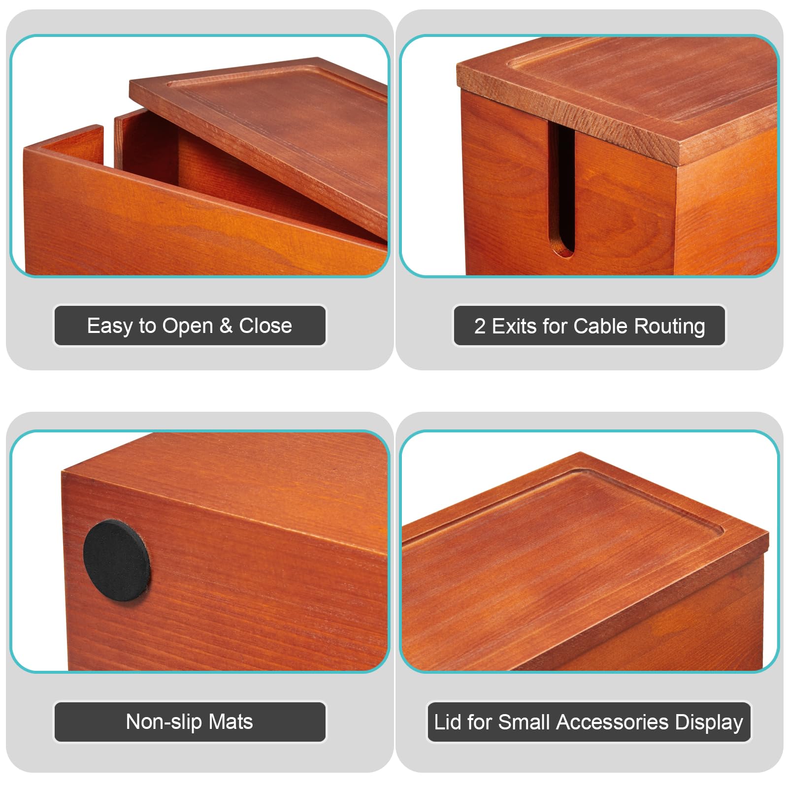 Caja organizadora de cables grande, caja organizadora de cables de madera para escritorio, suelo, oficina para ocultar cables de extensión, rayas eléctricas, protectores de sobretensión, cargadores