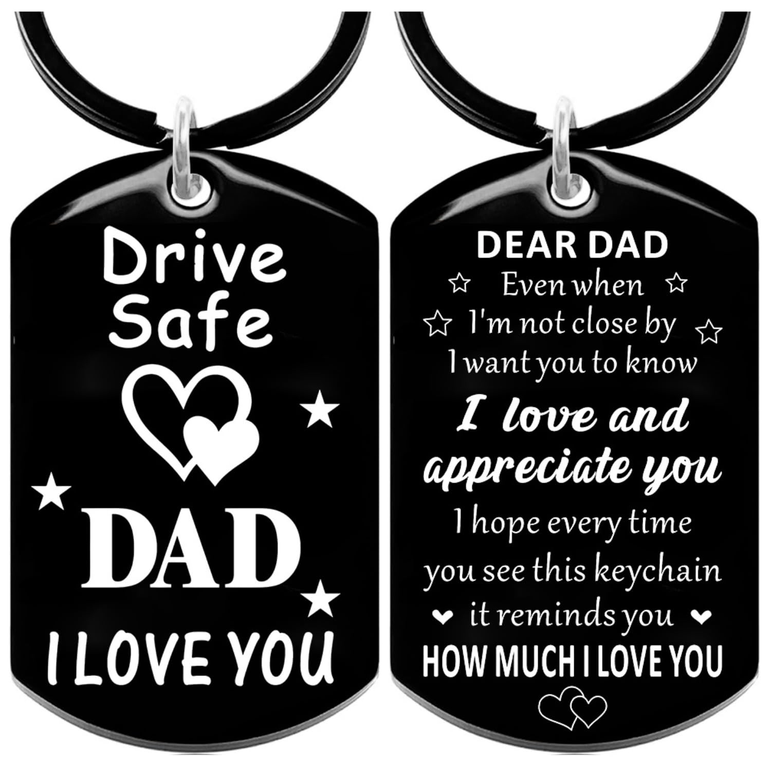 Allpeak Men's Black Fathers Day Gift For Dad - Fathers Day Gift For Dad From Daughter Son, Daddy Stepdad Birthday Christmas Xmas Gifts Stocking Fillers, Deive Safe, I Love You - Accessories Keyrings Keychains