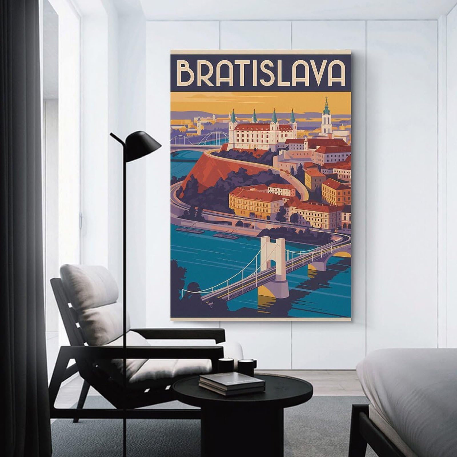 Junmoney Bratislava Cityscape Vintage Travel Wall Picture Print 20x30inch(50x75cm), for Hallway, Lounge Or Guest Room, Gift Idea for Housewarming And Birthdays