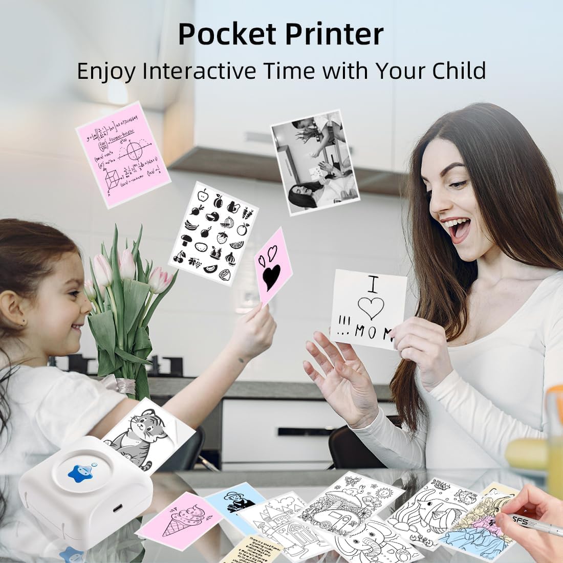 vretti Mini drukarka termiczna TP2-Y, drukarka fotograficzna Bluetooth, kompatybilna z systemami Android i iOS, samoprzylepna drukarka do telefonów, do pracy, listy, notatek, czasopism, zdjęć