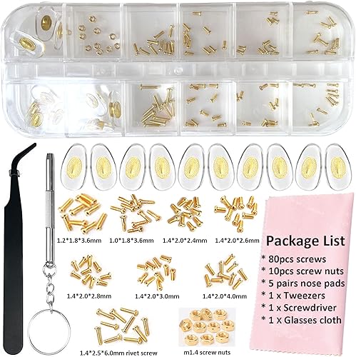 Miniatura 7 de BAZQU - Kit de reparación de gafas de sol, 5 pares de almohadillas para nariz con tornillos pequeños, tornillos de tuerca, destornillador y pinzas