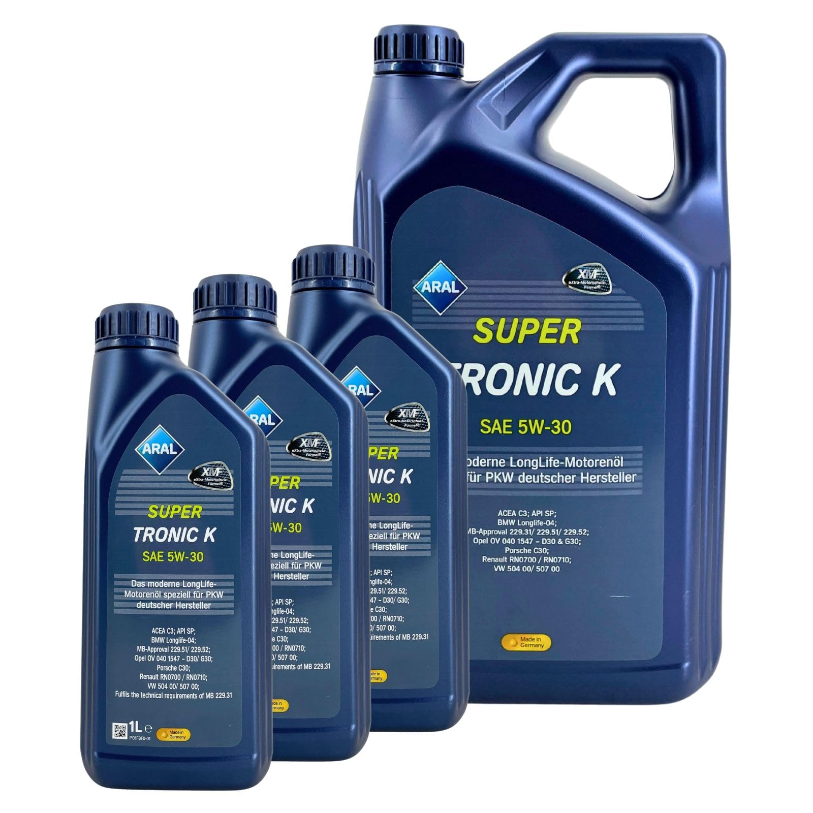 Aral SuperTronic K 5W-30 Motorenöl (8L Set / 5+3 Liter) - PKW Leichtlauföl für Benzin & Diesel mit DPF