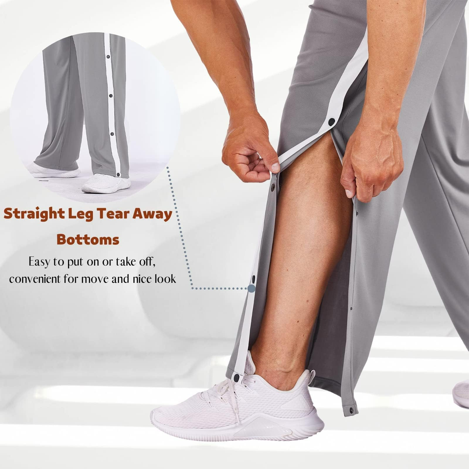 Deyeek Pantaloni da Jogging, Pantaloni da Riabilitazione da Uomo con abbottonatura Laterale per Aprire i Pantaloni da Allenamento, Pantaloni Sportivi postoperatori