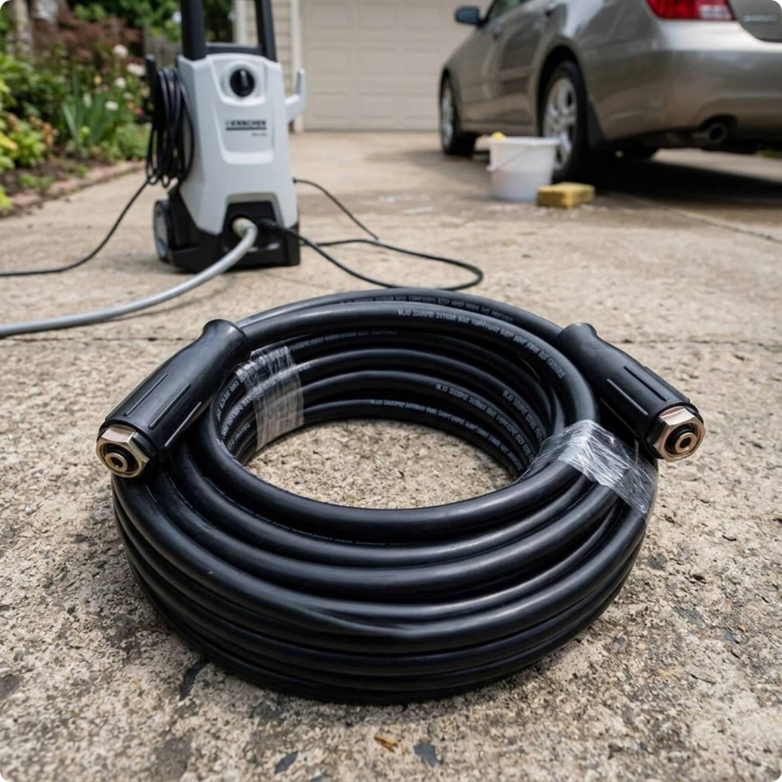 MagiDeal Tubo Alta Pressione Tubo Lavaggio Tubo Idropulitrice Tubi Rinforzati Accessorio Pulizia in PVC con Fibre Intrecciate Doppio Strato Raccordi Resistenti, size to 3