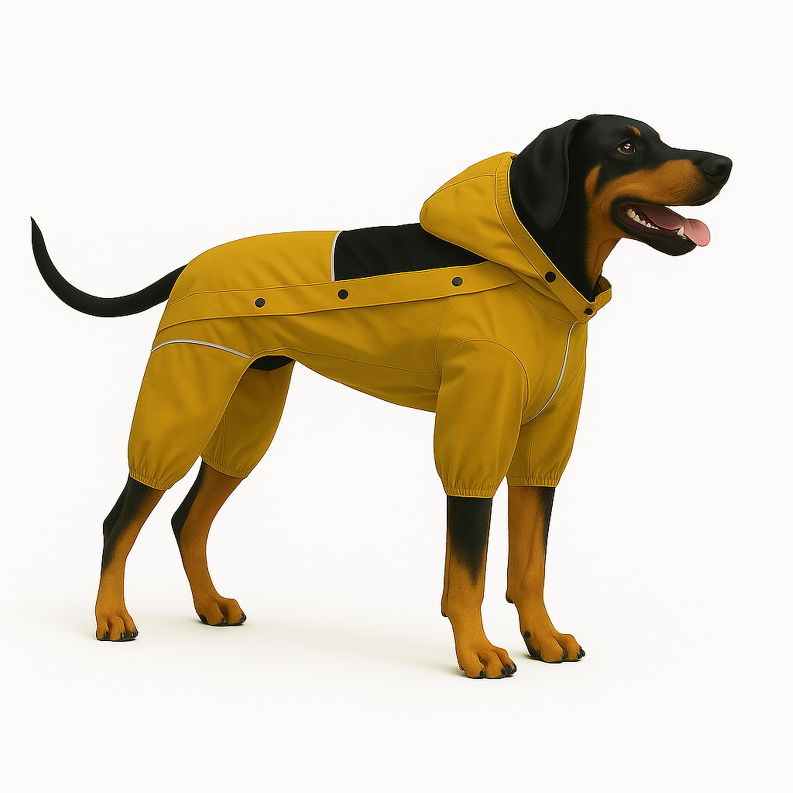 LOVELONGLONG Waterproof Dog Raincoat with Removable Hood, Outdoor Full Body Dog Jacket, Windproof Snowproof Shell Suit