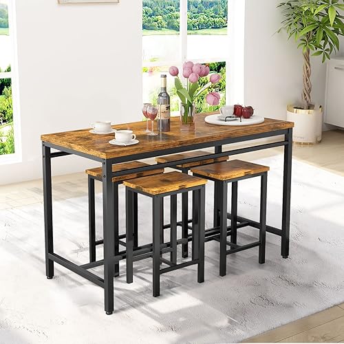 Miniatura 2 de DKLGG Juego de mesa de comedor para 4, mesa de cocina industrial y sillas, juego de 4 mesas de comedor con 4 sillas, mesa de cocina pequeña, juego