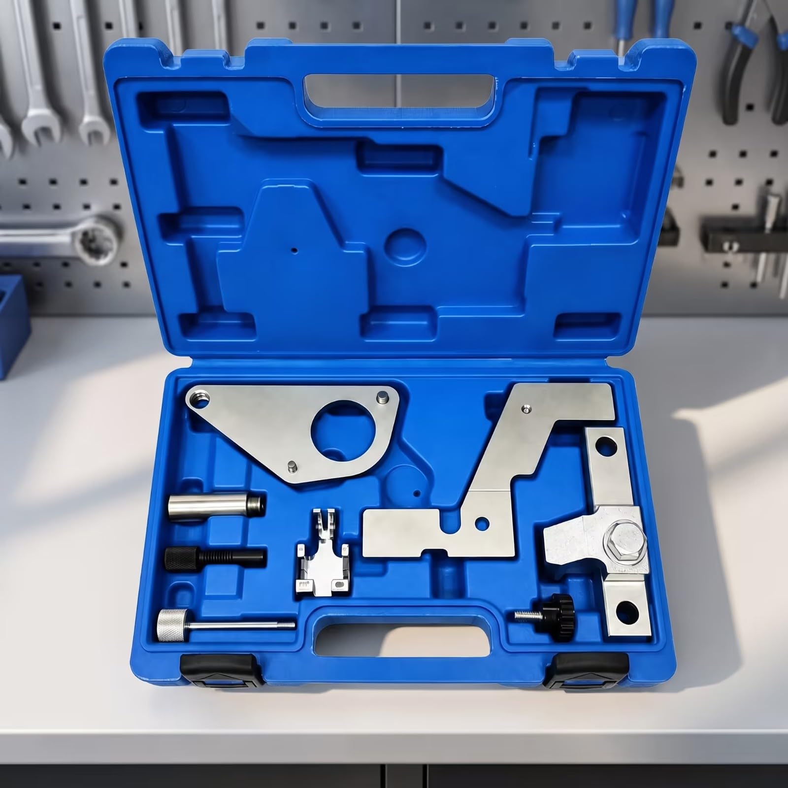 Set di Strumenti per Fasatura Design Compatto e Organizzato, Kit fasatura con Valigetta, Kit con Perni di Bloccaggio, per Riparazione Auto, Officina