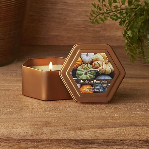 Miniatura 4 de Velas perfumadas de otoño en lata de viaje, 24 horas, vela de mezcla de cera de abeja hecha a mano, 4 onzas, calabaza reliquia