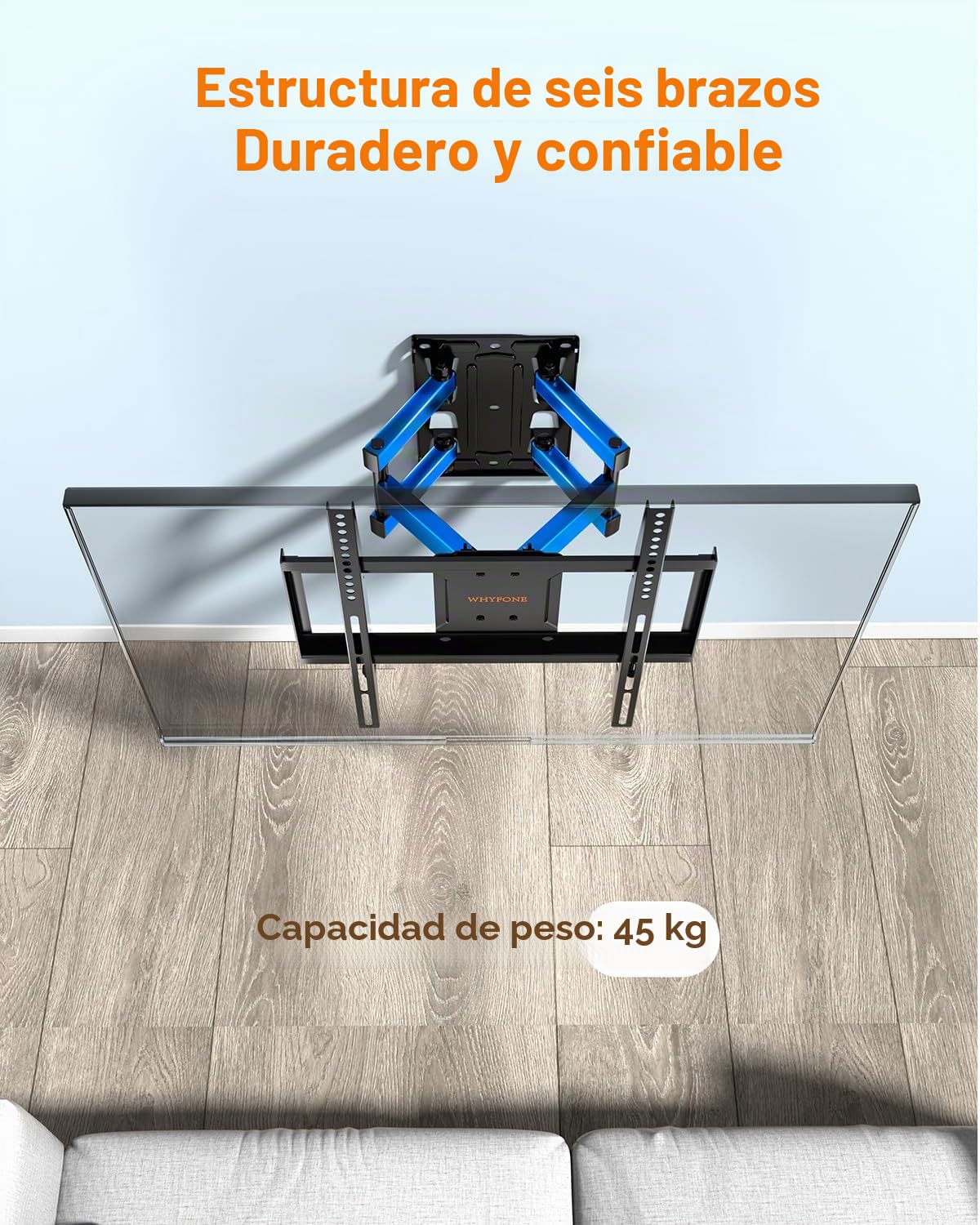 Soporte TV de Pared Pantallas de 26-65 Pulgadas, Soporte Pared TV Articulado Inclinable y Giratorio con Doble Brazo de Movimiento Completo de hasta 45kg, MAX. VESA 400x400mm