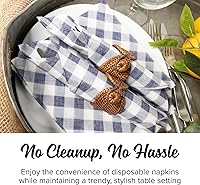 Vista 6 de SimuLinen Servilletas de papel desechables a cuadros azules y blancos, biodegradables para fiestas, pícnics, barbacoas, almuerzos, portón trasero