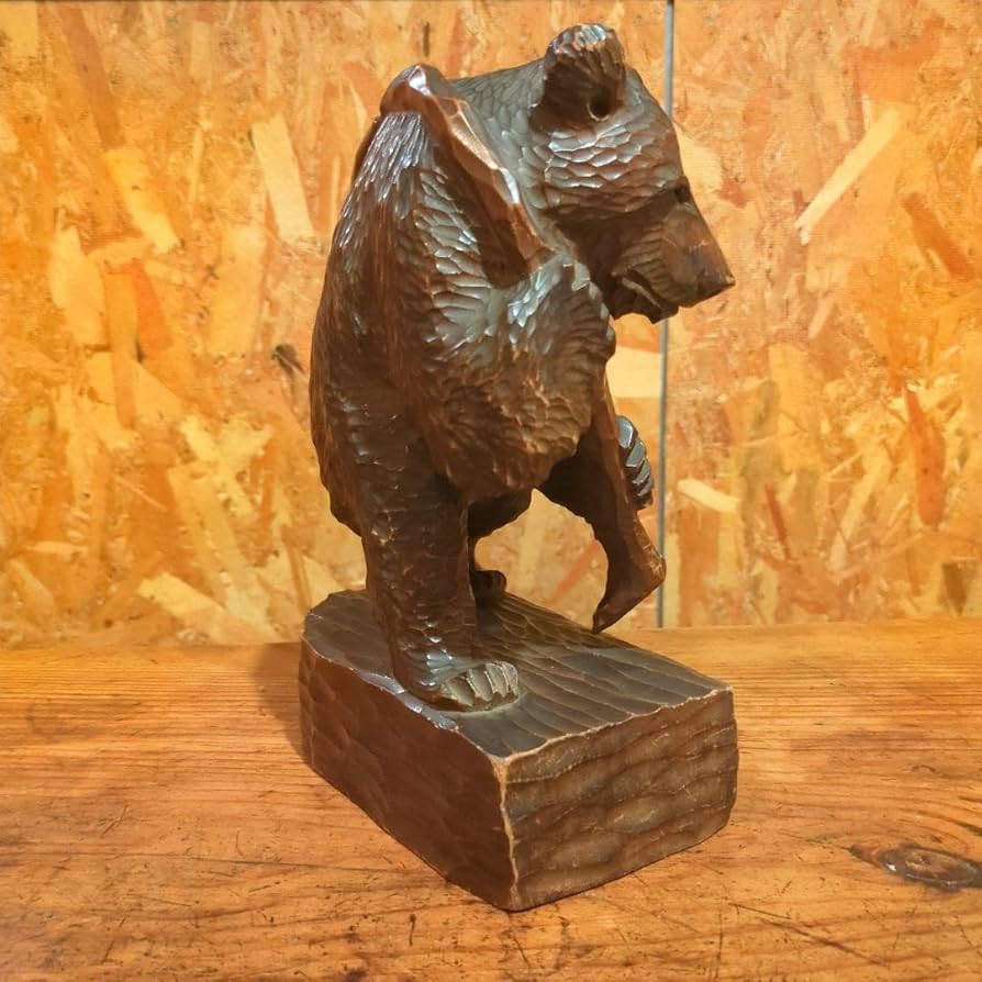 Amazon.co.jp: ガラス目 熊の木彫り 木彫り熊 木彫熊 熊 北海道