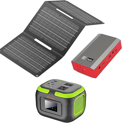 Estación de energía portátil con panel solar plegable, 120 W, 110 V, USB-C, generador de batería con panel, banco de energía portátil con salida de