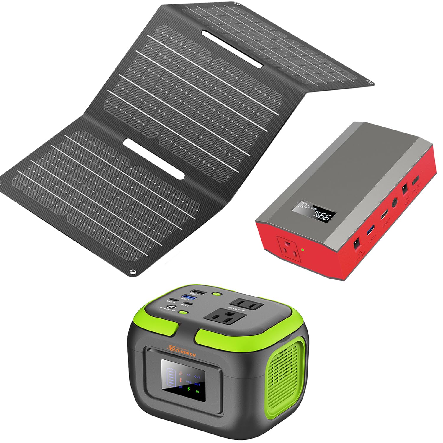 Portable Power Station with Foldable Solar Panel 120W 110V USB-C Solar Power Bank Battery Generator with Panel Portable
