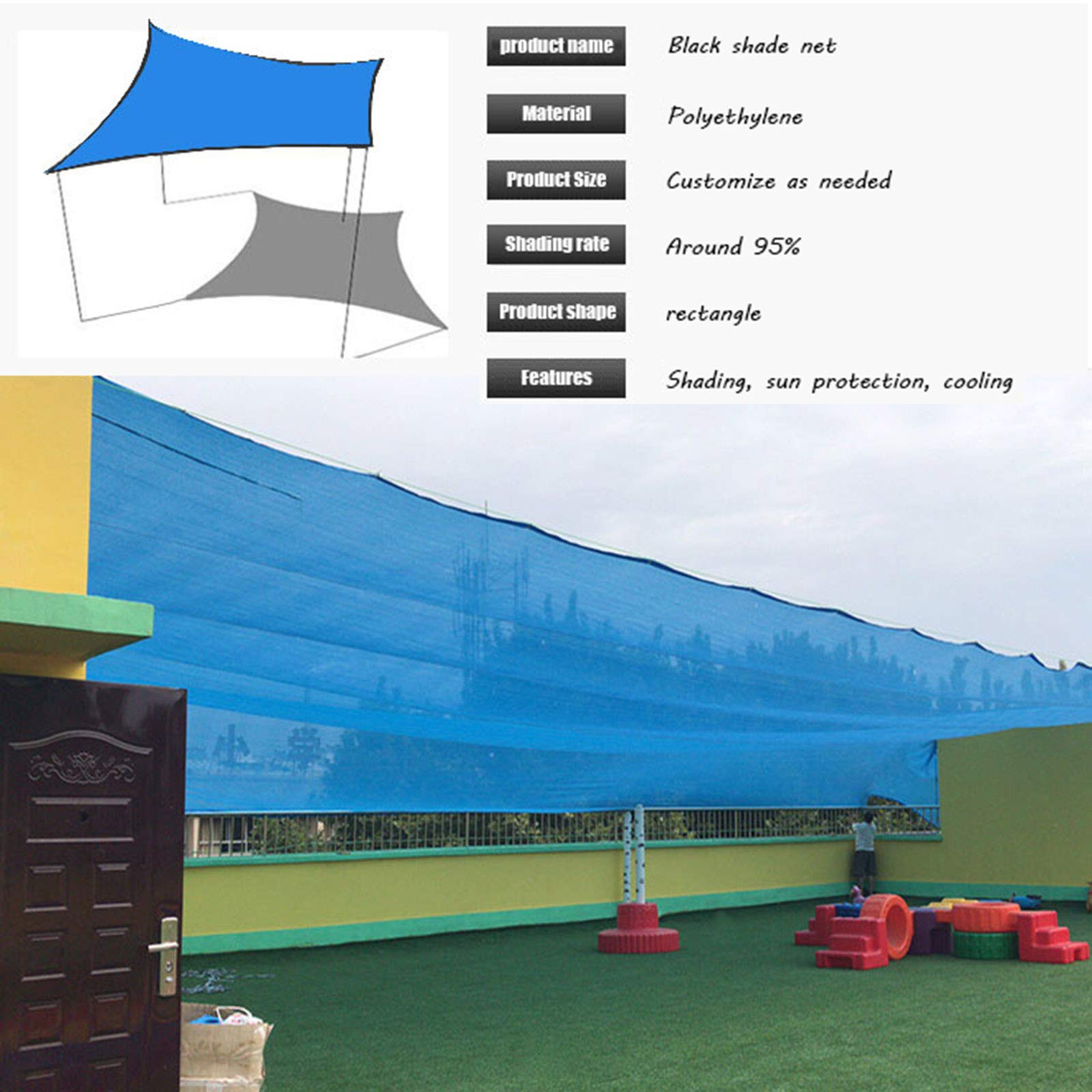 Courtyards Sonnenschutznetz,Schattierungsnetz,Privatsphäre Schutznetz,Für Außenbalkon Garden Plants Swimmingpool Shade Mesh Tarps,2x1.5m(7 * 5ft)