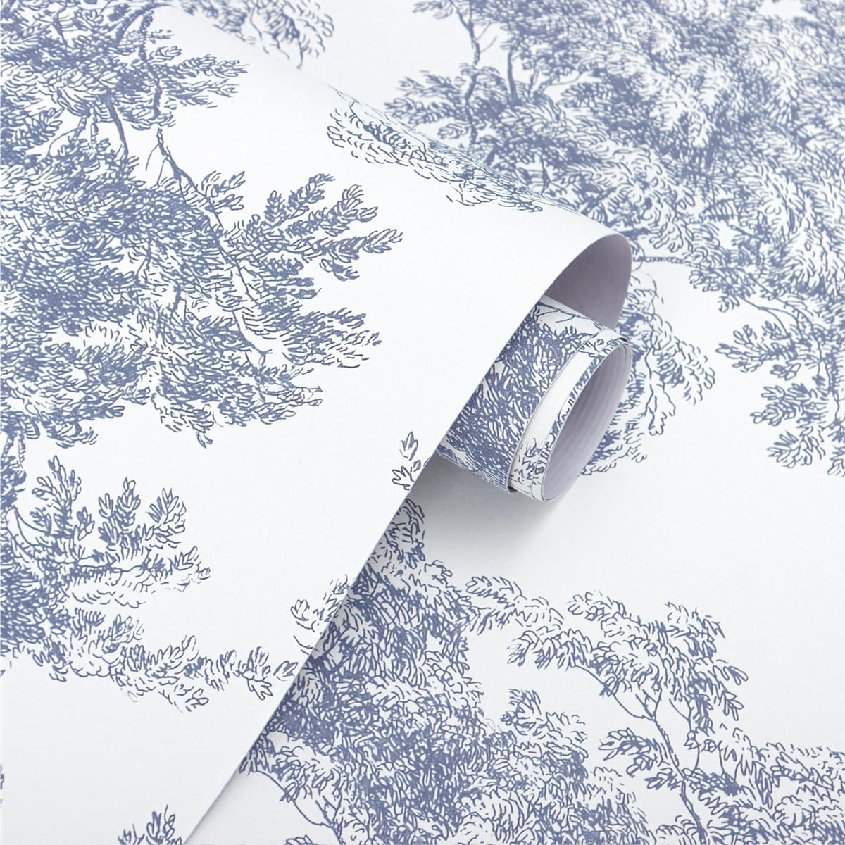 Erfoni Blue and White Tree Peel and Stick Wallpaper for Bedroom Removable Contact Paper Modern DIY Wall Paper Forest Self Adhesive Wallpaper Livingroom Cabinets Decoration 78.7"x15.7" 15.7" x 78.7" Blue