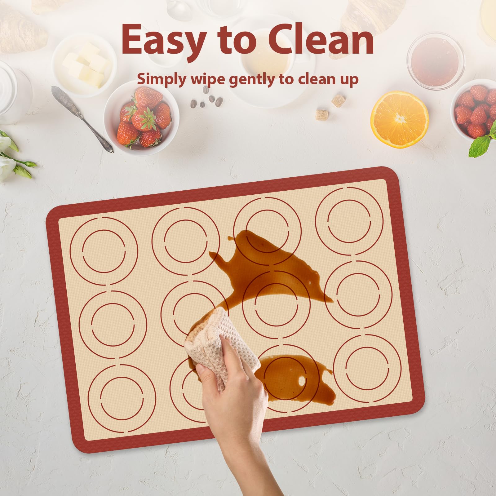 Silikon Backmatte 6er Set, Macaron Silikon Backmatte für Backbleche, Antihaft & Wiederverwendbar Silikonmatten zum Backen von Macarons, Keksen, Gebäck, Pizza