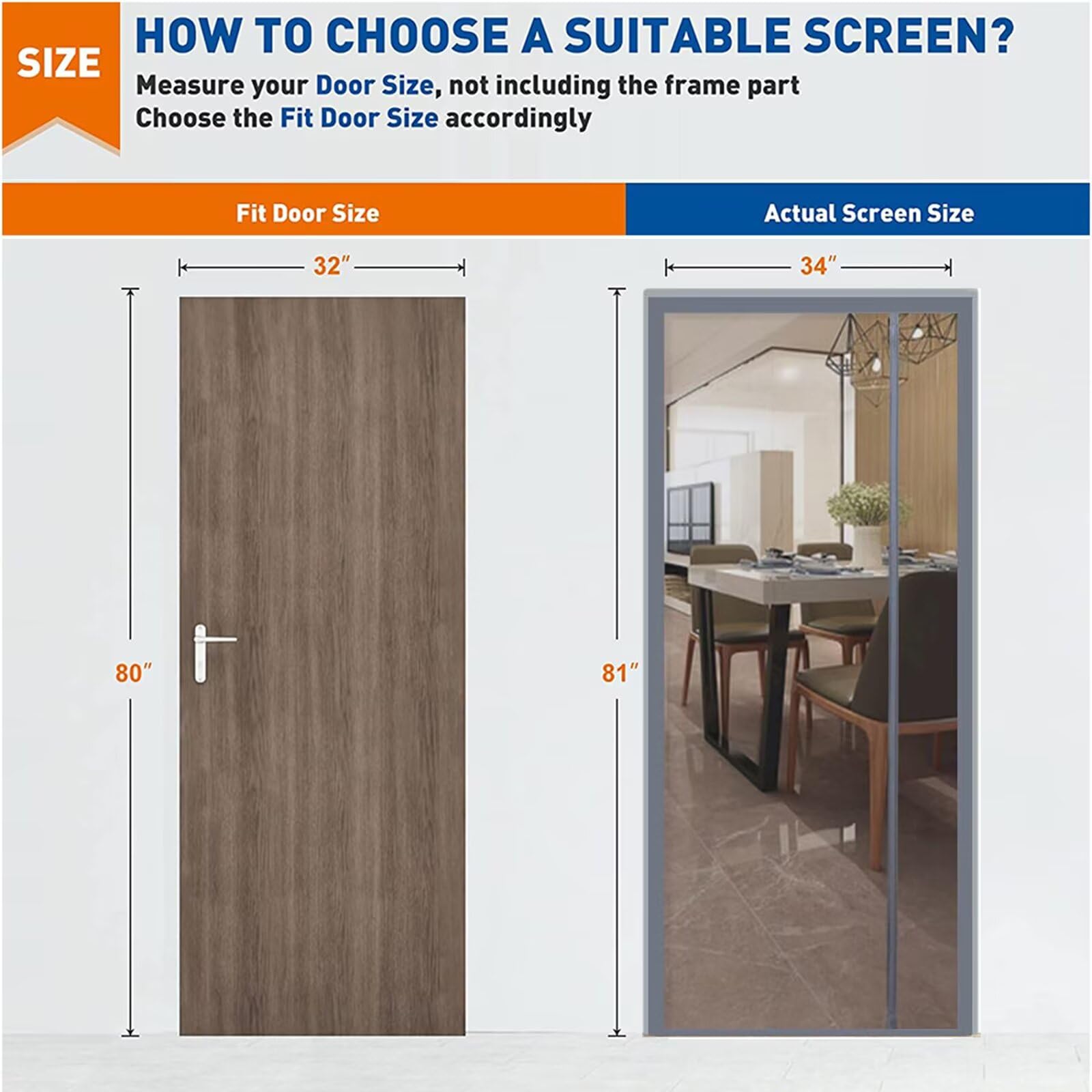 Moustiquaire magnétique pour porte-fenêtre - 130x220 cm - Rideau anti-moustiques pour porte d'entrée avec fermeture automatique par aimants - Anti-moustiques Mouches Insectes,gris
