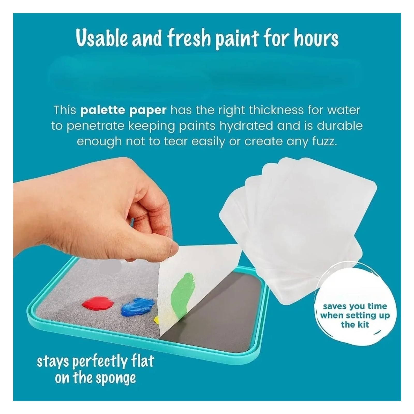 Kit de Peinture Miniature à Palette Humide. Conserver l'humidité avec Le Couvercle. Aquarelle, Plateau de 50 Feuilles de Papier, 2 éponges.(Accessories Pack)