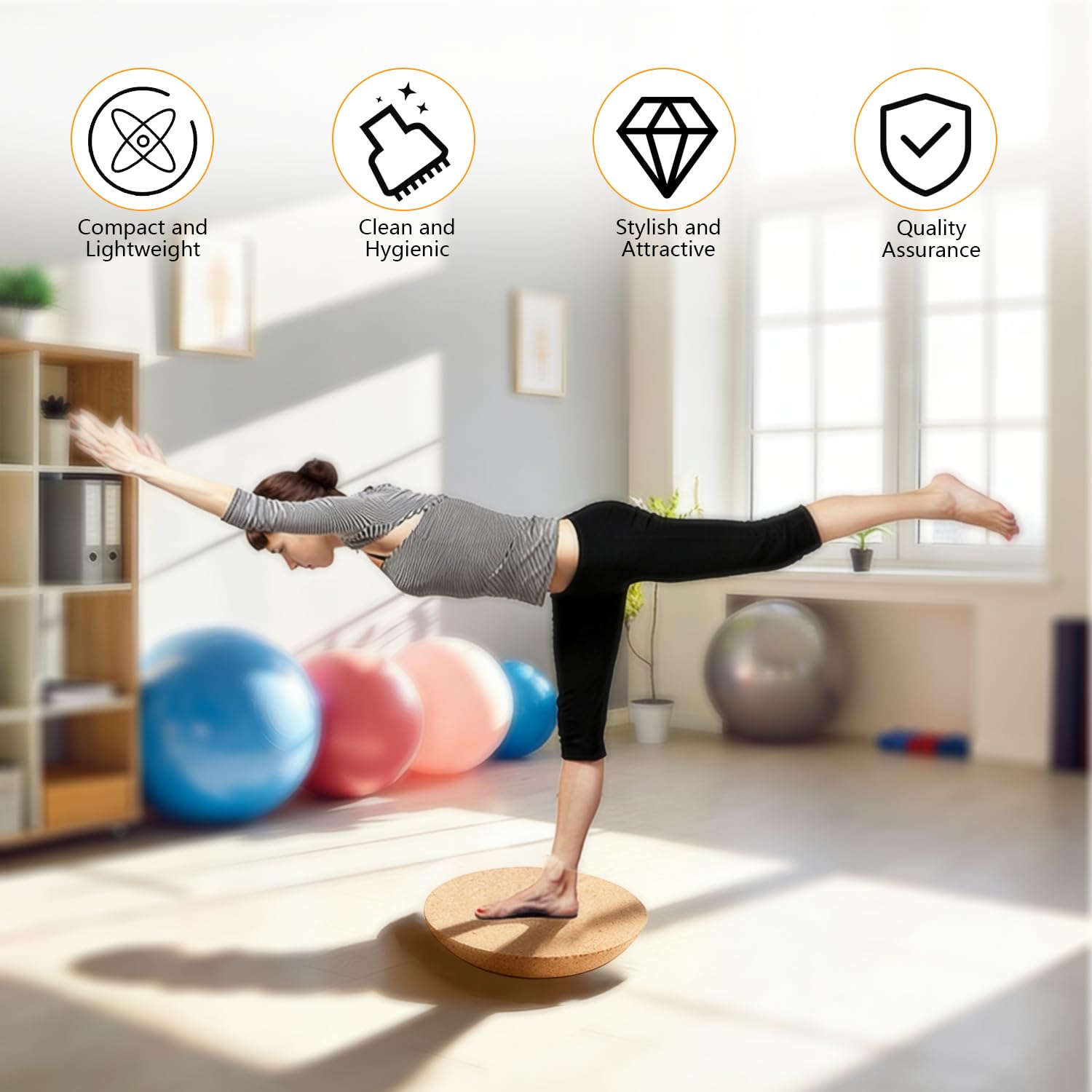 Balance Board demi-sphère en liège, Balance Trainer Ø30 cm en liège naturel, adapté à toutes les Balance Boards pour enfants et adultes