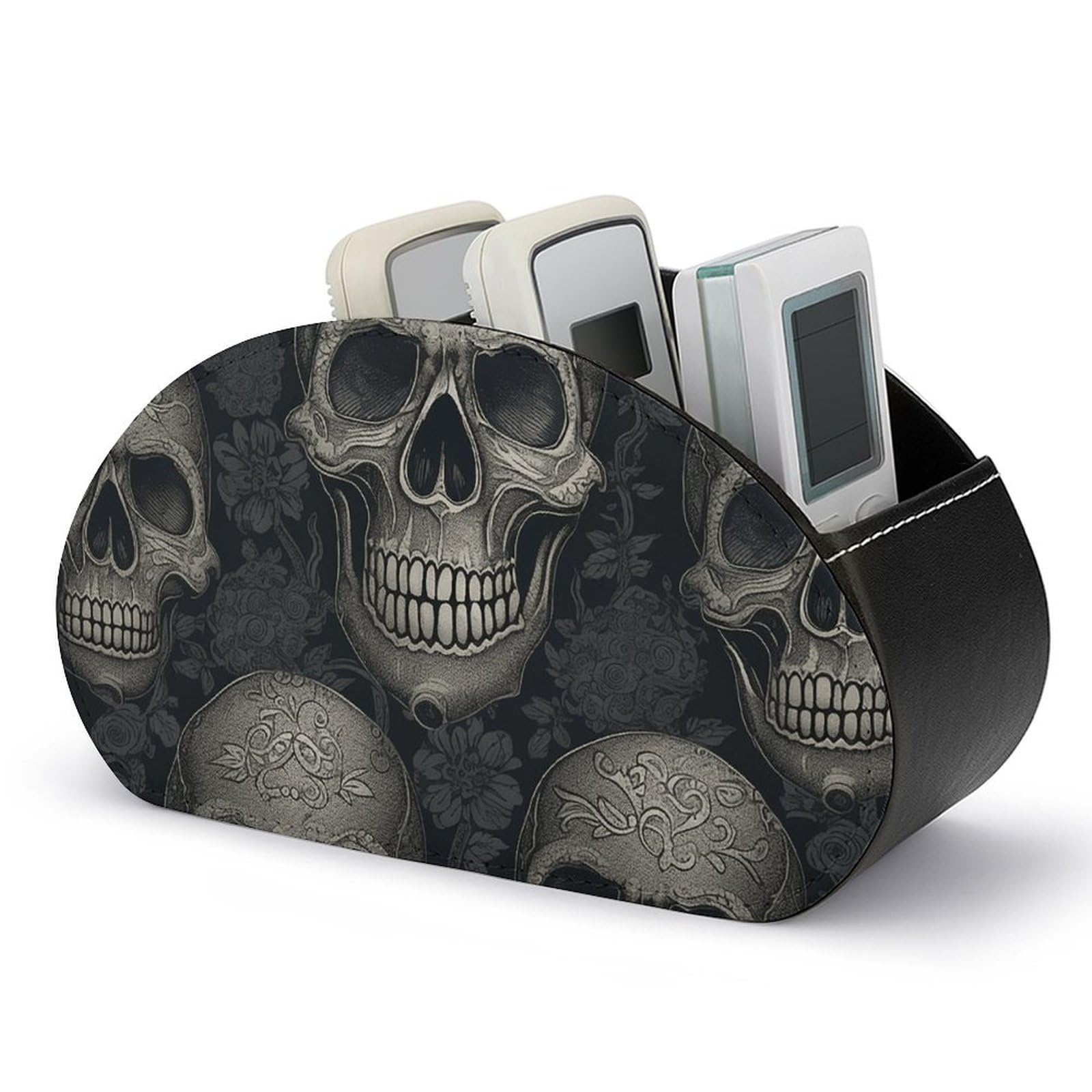 Support de télécommande motif tête de mort imprimé boîte rangement bureau