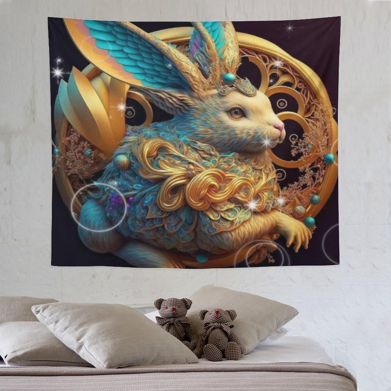 PAZZK Rabbit Tapestry Wall Hanging Tapestry Tapestries for Bedroom Living Room Dorm Decor 130×150cm