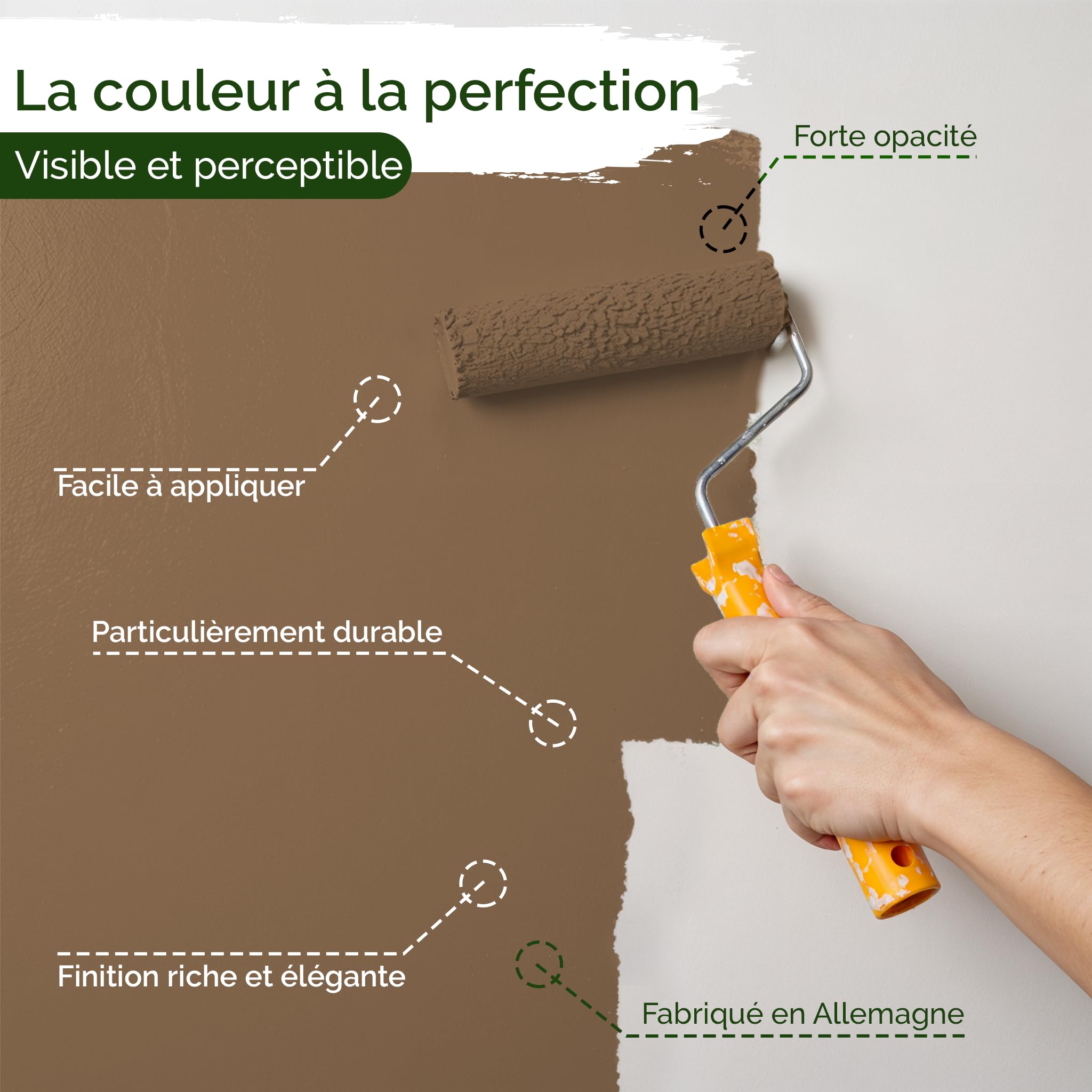 Peinture murale grise pour intérieur – 5 litres & classe de pouvoir couvrant 1, sans traces, peu de gouttes & peinture écologique, sans COV – (Certain Cinnamon)